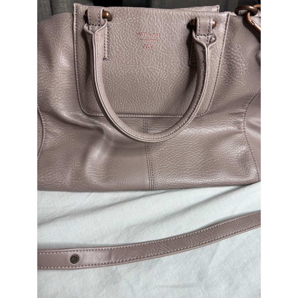 Matt & Nat Mauve Vegan Leather Satchel Handbag Rose Gold Hardware Crossbody